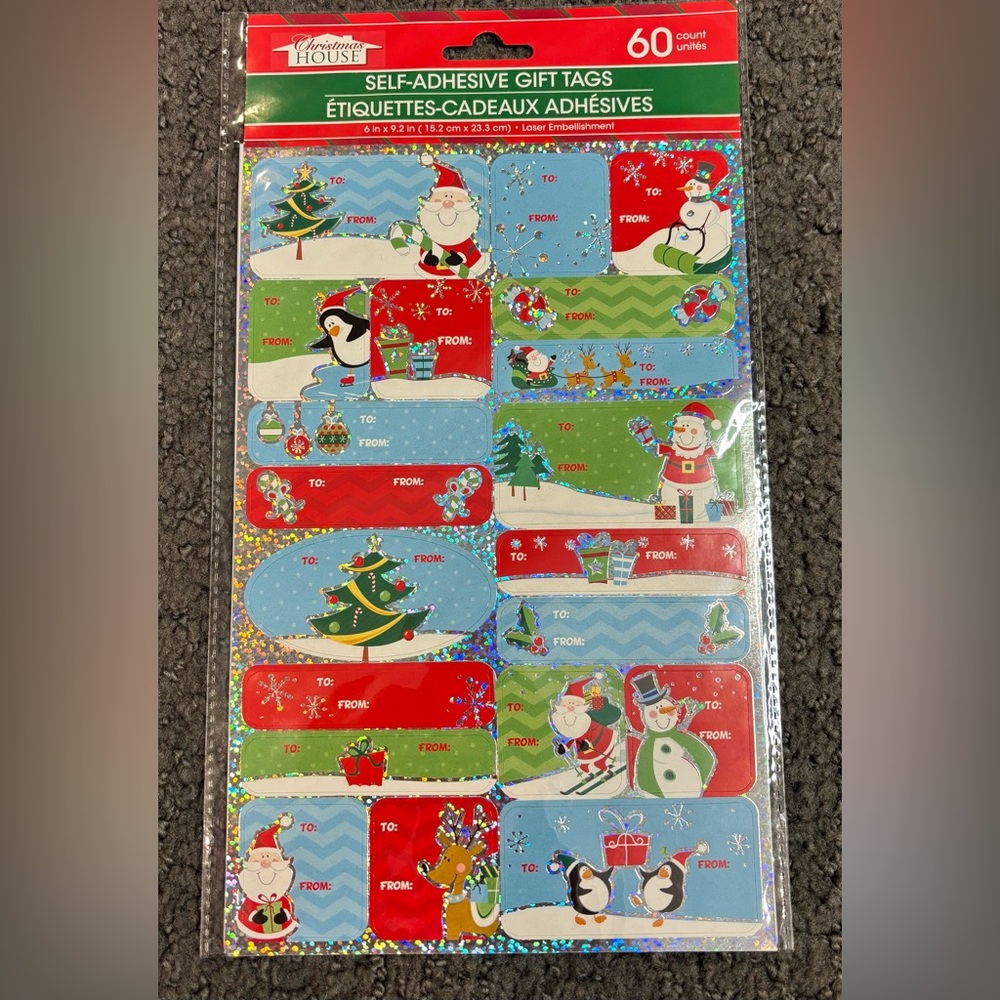 Christmas House 60 Self Adhesive Gift Tags New